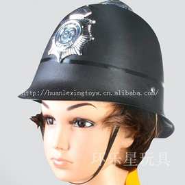 仿真黑色骑警帽 儿童警察头盔 塑料警察帽 骑士帽士兵帽 军事玩具