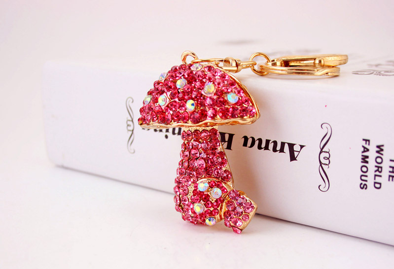 49g Weight Alloy, Metal Material Flower Pattern Unisex Gender Pink, Purple, Red, Green, Blue Color Mushroom Pendant Keychain 3