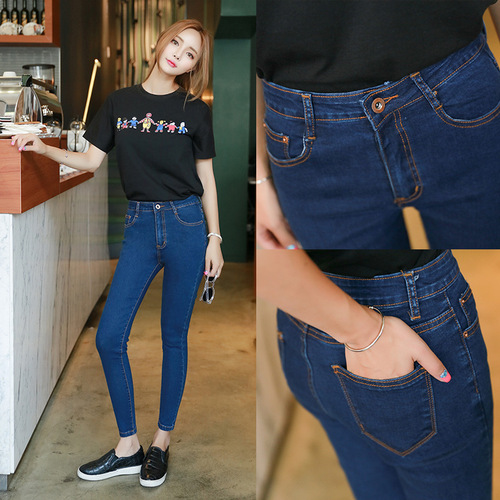 High-waisted denim pants for women: Fleece-lined skinny jeans, pencil-style trousers—versatile, stretchy, figure-flattering, and perfect for fall and winter.