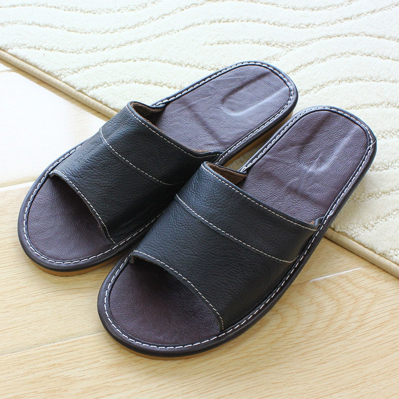 Оптовая продажа от производителя: Новые летние домашние тапочки из натуральной кожи для пар, нескользящие, для дома и офиса, коллекция Весна-Лето 2023