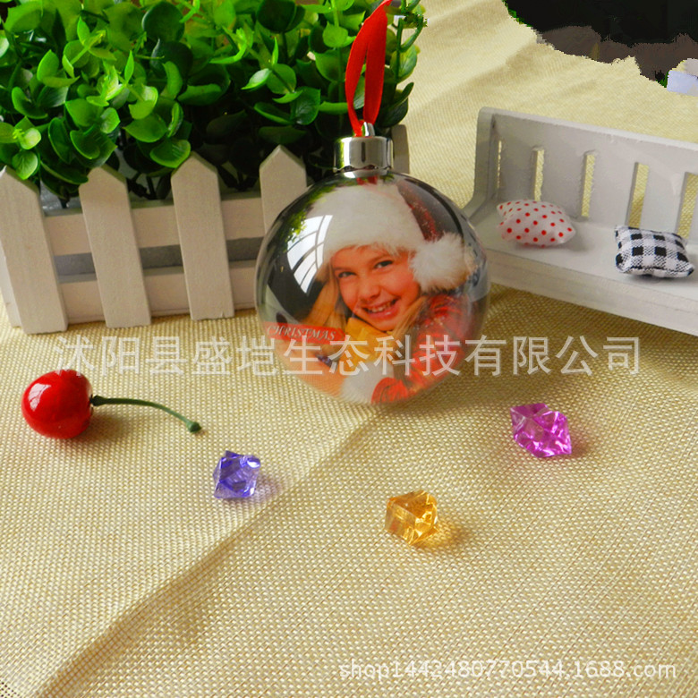 出口品质 工厂直销8cm圣诞照片球内置卡片透明球礼品装饰品