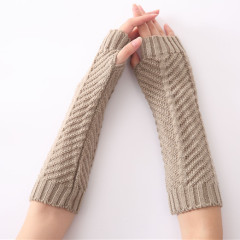 G-8 Fishbone Thermal Gloves – Cross-Border Autumn/Winter New Arrival: Stylish Knitted Wool Half-Finger Arm Sleeves for Men and Women