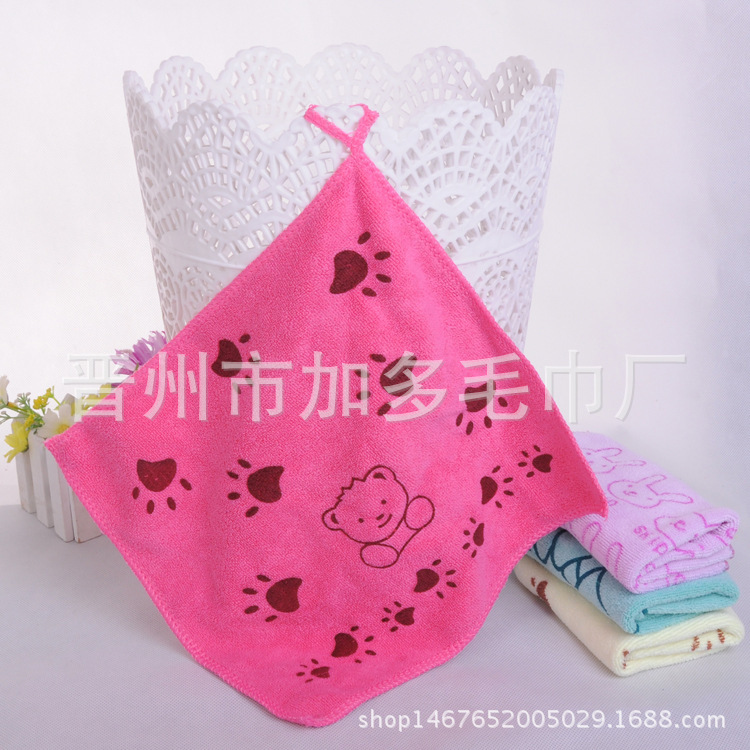 Factory direct supply microfiber square towel face towel sanding super cool new printed embroidered towel with ring hanging towel