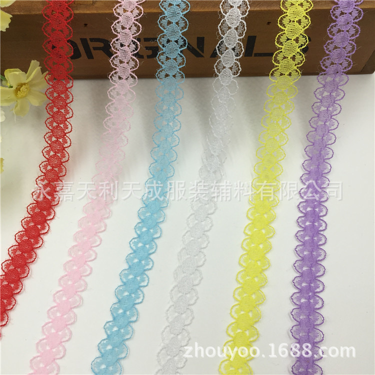 DIY娃娃衣服装辅料　多色　1.5CM复古花朵蕾丝花边　网纱经编