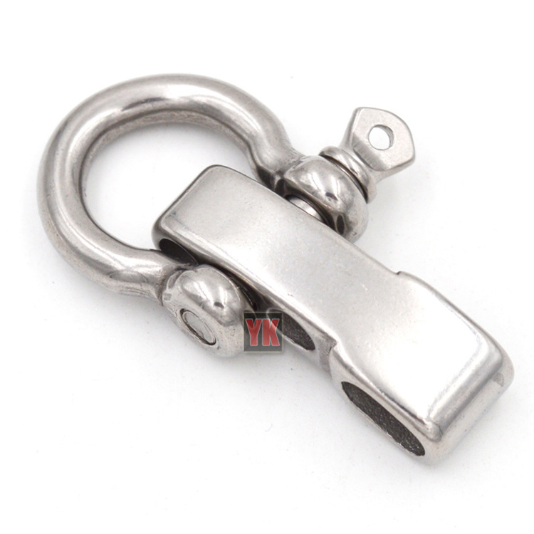 工厂批发5mm 304不锈钢卸扣五金配件黑色圆头D型日式可调节卸扣