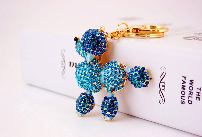 43g Weight Alloy, Metal Material Animal Pattern Unisex Gender Coffee, Pink, Purple, Blue Color Poodle Dog Car Keychain 4