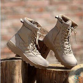 2021新款7寸高帮拉链靴子沙漠靴战术靴男士作战靴登山靴