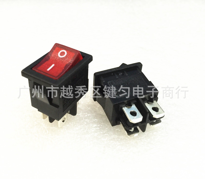 供应KCD1船型开关 带灯四脚翘板开关 全铜脚美容仪器电源开关