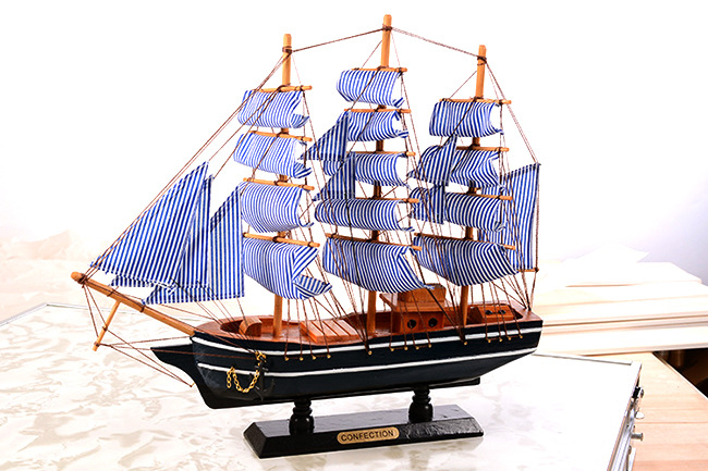 木质帆船 地中海风格实木摆件书房家居装饰模型16cm-50cm摆设详情10