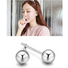 Round beads, earrings, glossy needle handmade, silver 925 sample, Korean style, wholesale