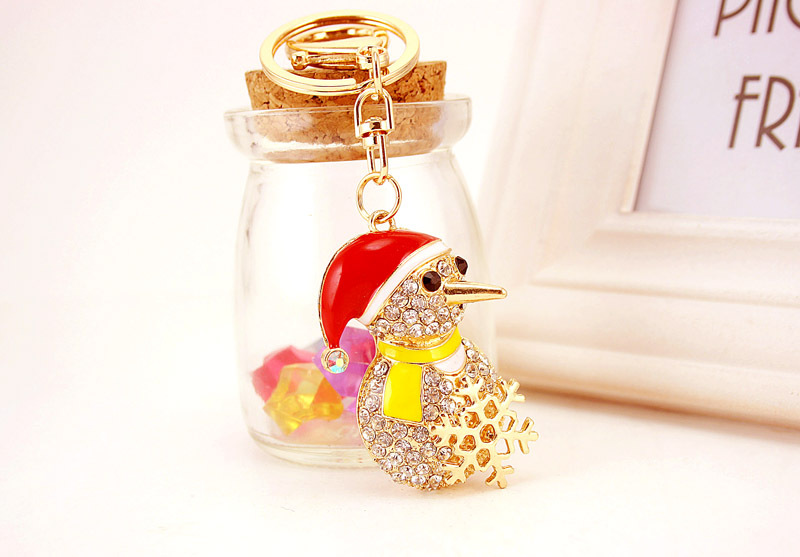 46g Weight Birthday Occasion Alloy, Metal Material Snowman Pattern Unisex Gender Christmas Hot-selling Craft Small Gifts Diamond Snowman Car Metal  Key Chain 5