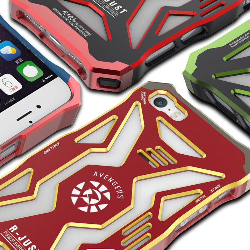 R-Just Avengers Superhero Aluminum Metal Case Cover with Shockproof Hard PC for Apple iPhone SE/5S/5