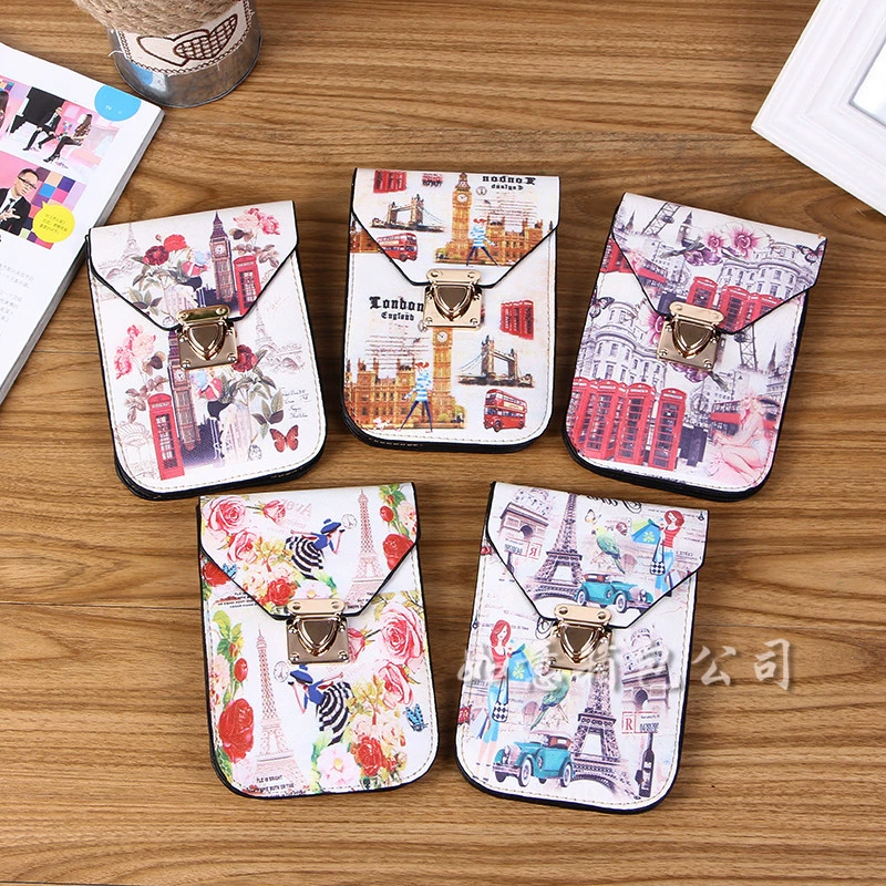High quality polyurethane fashionable phone bag with clasp, Korean style
