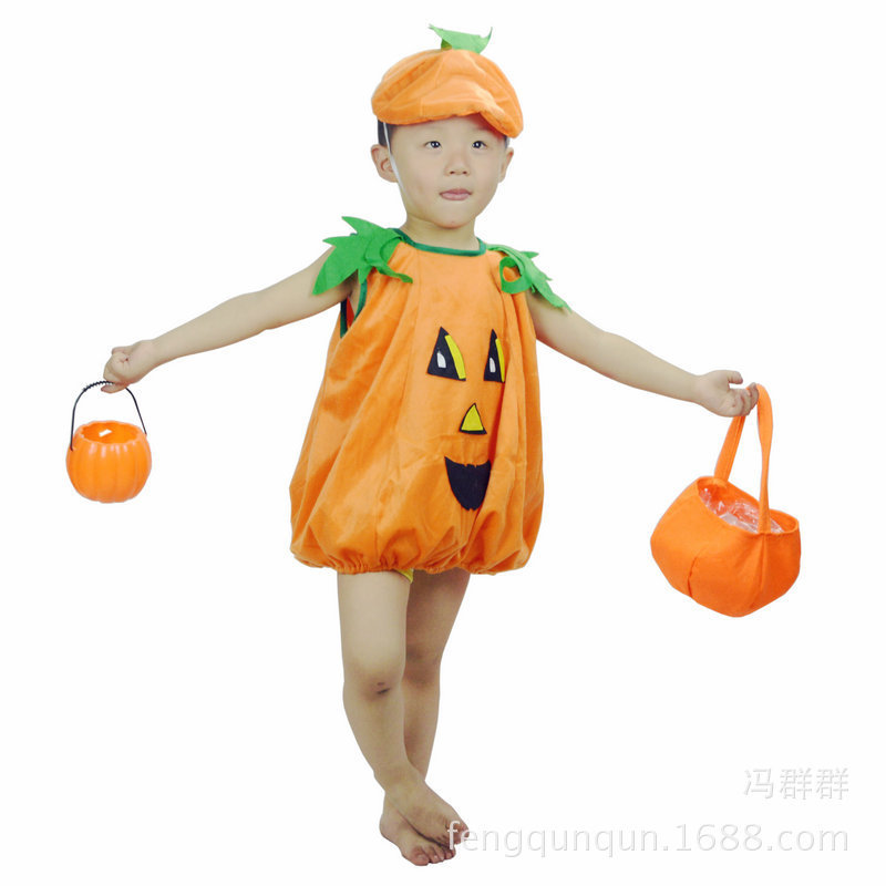 万圣节南瓜服儿童服装化妆舞会演出服服饰南瓜帽南瓜衣造型服订做