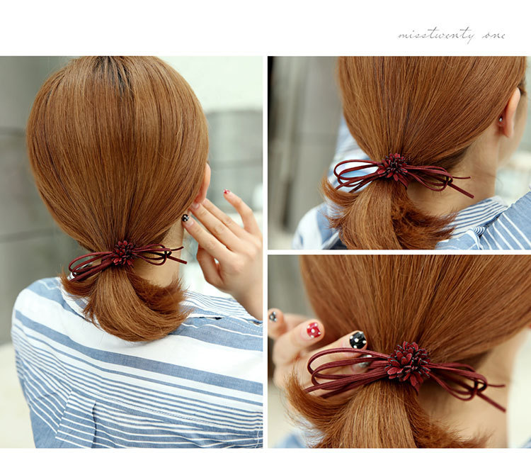 Handmade Bow Flower Hair Rope High Elastic Rubber Band Hair Ring Hair Accessories Headdress Wholesale display picture 3