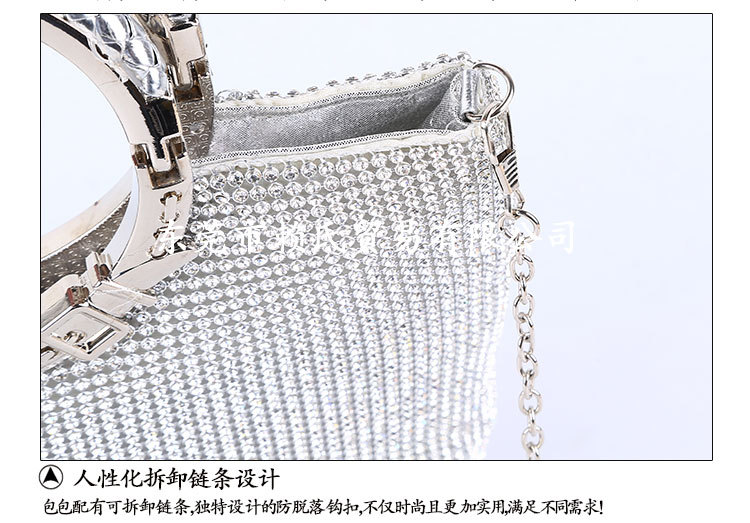 Diamond-encrusted Dinner Bag Large Space Hand-held Rhinestone Bag Evening Banquet Bag Clutch display picture 9
