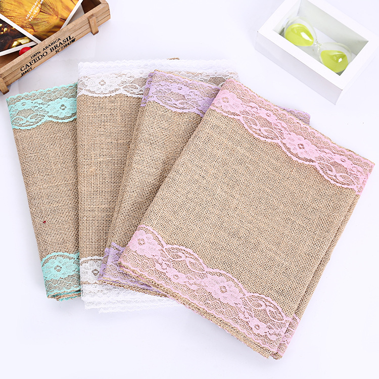 桌旗 崇一供应麻布蕾丝花边桌旗欧美圣诞装饰品辅料个性配饰批发