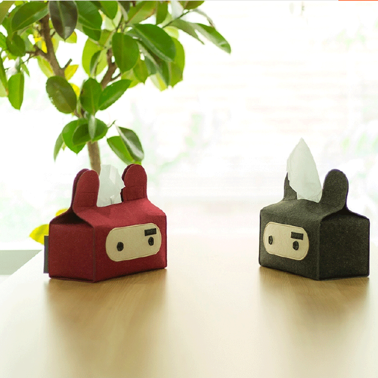 厂家直销简约可爱创意毛毡纸巾盒  定制多功能卡通家居用品纸巾盒
