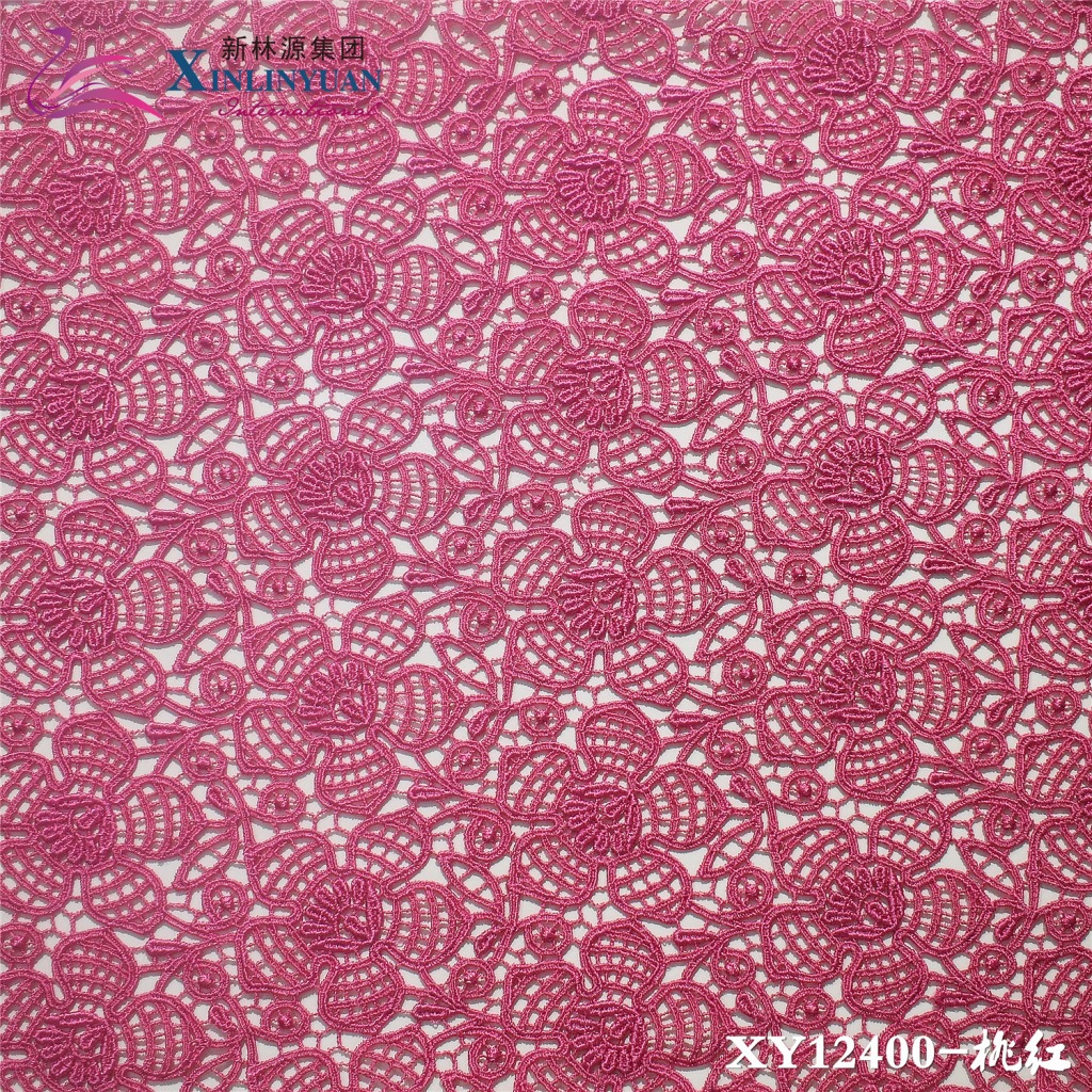 XY12400系列水溶刺绣花边满幅 120CM宽涤纶花边 服装蕾丝面辅料