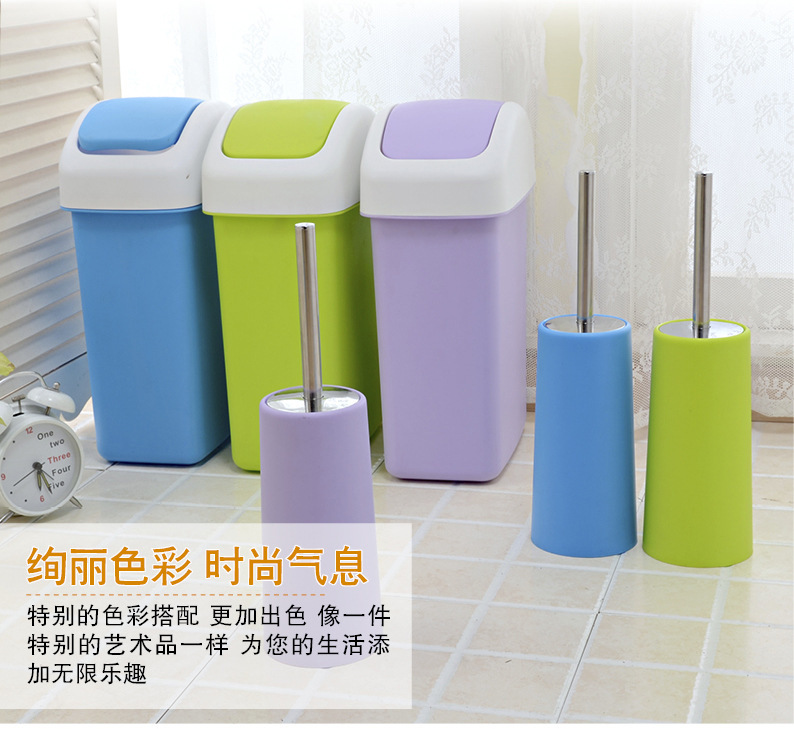 时尚创意不锈钢手柄塑料球头马桶刷子 卫生间清洁刷 厕所刷带座