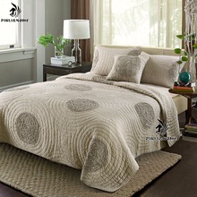跨境外贸高档纯棉绗缝被 美式绣花纯棉床盖空调被 水洗床品三件套