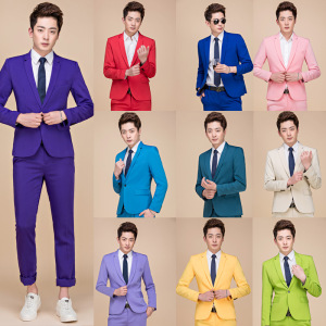 Photo studio groom best man men's colorful dress plus suit host nightclub singer stage costume host club stage clothing han edition cultivate one's morality color tide