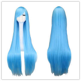 1米长直COSPLAY假发浅蓝色葵藤和艾莉欧仙剑100cm万用多角色假毛