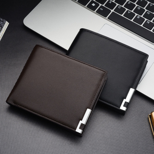 Cross-border hot selling new men's short wallet iron edge Korean version young men's horizontal wallet trendy card holder wholesale