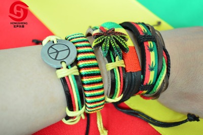 特价非洲鼓手链 非洲手鼓配饰  鼓手饰品 三原色 牛皮手链手环|ru