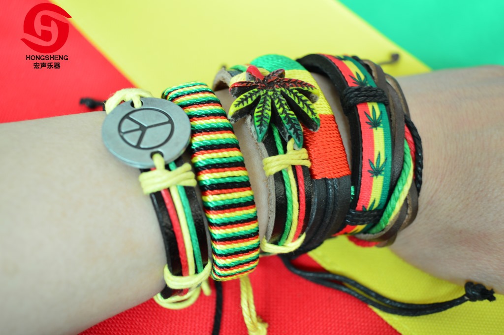 特价非洲鼓手链 非洲手鼓配饰  鼓手饰品 三原色 牛皮手链手环|ru