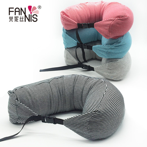 Comfortable and Breathable Striped U-shaped Pillow Neck Pillow Nape Support Foam Pellet Nap Pillow Dropshipping
