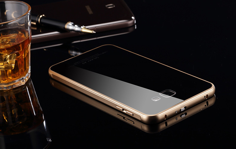 Luphie Aircraft Aluminum Metal Frame 9H Tempered Glass Back Cover Case for Samsung Galaxy A9 A9100 A9000