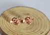 Golden fashionable earrings, silver 925 sample, flowered, pink gold, wholesale, Korean style