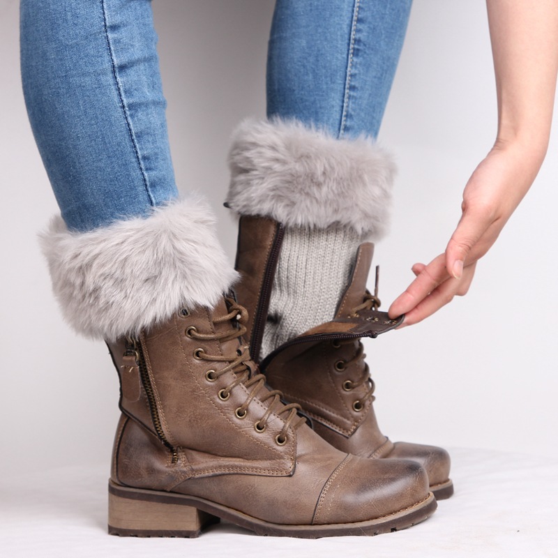 European And American Fur Boot Cover Warm Foot Sock Christmas Fur Booties Short Wool Shoe Cover display picture 2