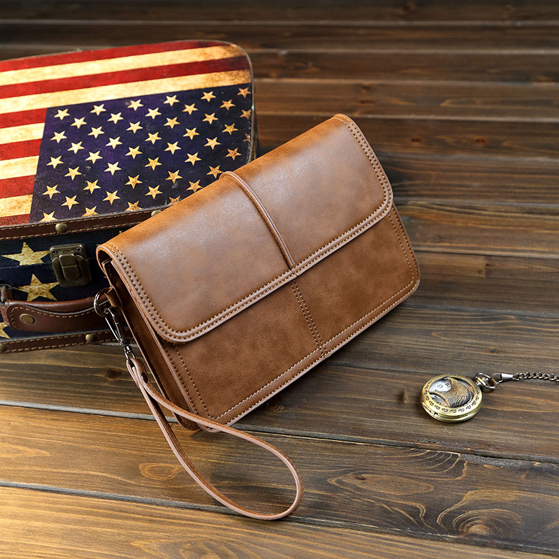 232g Weight Men's Solid Color Pu Leather Magnetic Buckle Long Wallets