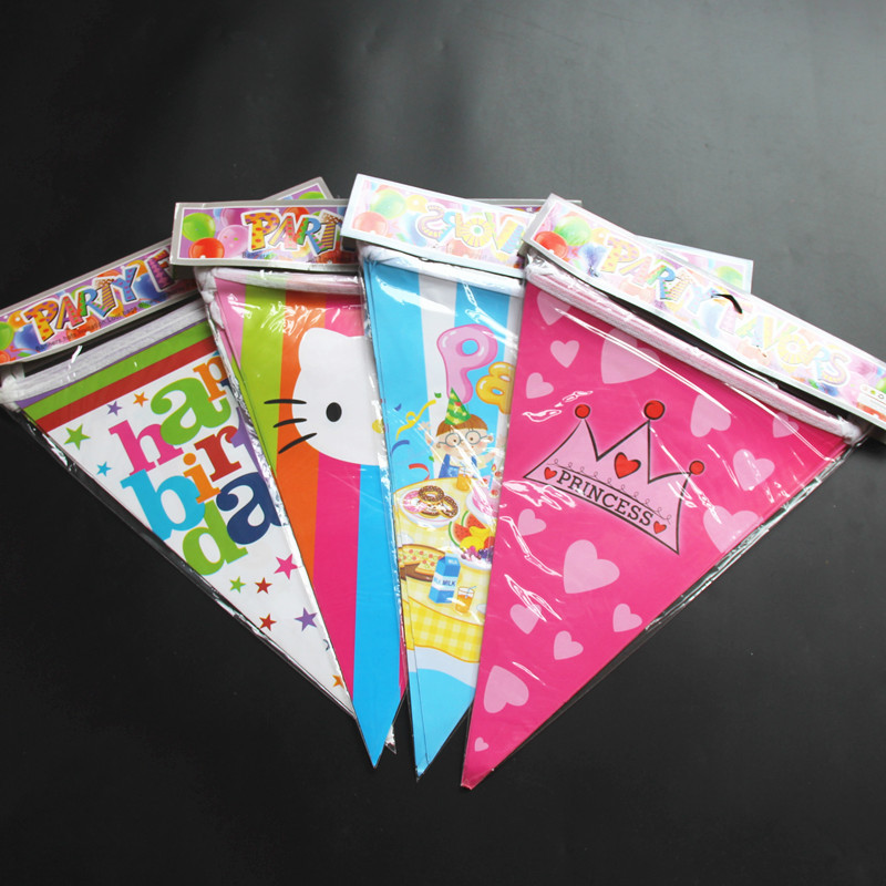 Children's birthday party Decorative brace baby The age of One hundred days Coloured flag String flag Triangle Flag wholesale