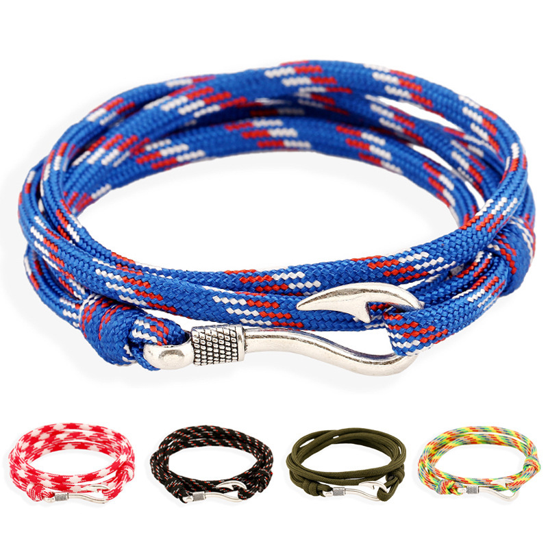Cross-border Hot Jewelry European and American Fashion Navy Style Couple Bracelet Bracelet Simple Multicolor Fish Hook Fashion Accessories Cross-border Hot Jewelry European and American Fashion Navy Style Couple Bracelet Bracelet Simple Multicolor Fish Hook Fashion Accessories