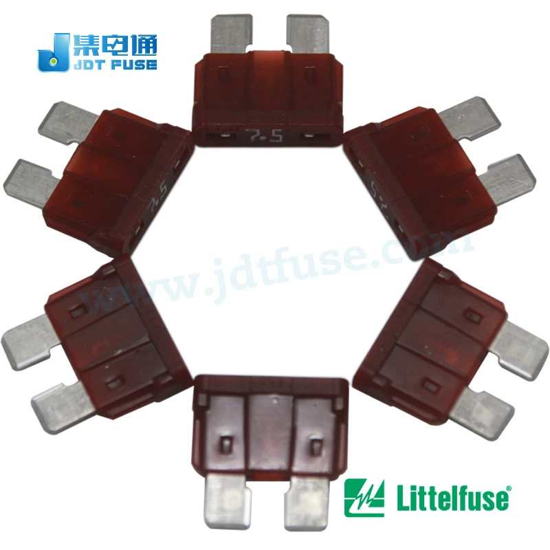 028707.5PXCN Littelfuse средний автомобильный плавкий предохранитель лезвийного типа 7.5A/32V