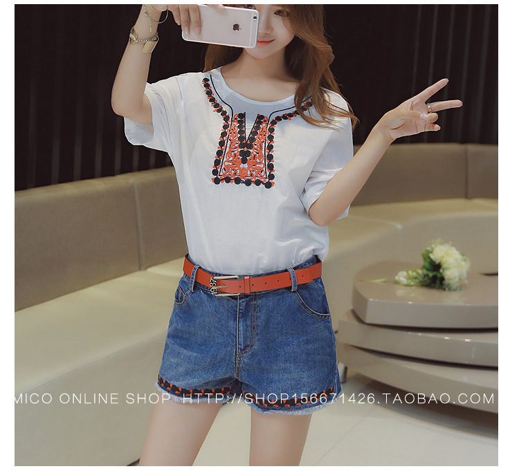 送腰帶牛仔短褲_36