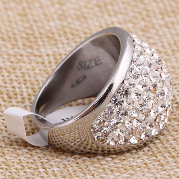 retro fashionable gemstone ring stainless steel