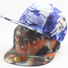 外貿光板星空男女士戶外棒球帽子 成人彩印太空嘻哈帽夏季太陽帽