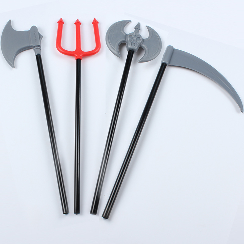 万圣节道具小牛叉恶魔叉小斧头镰刀红色死神镰刀兵器道具双面鬼斧|ms