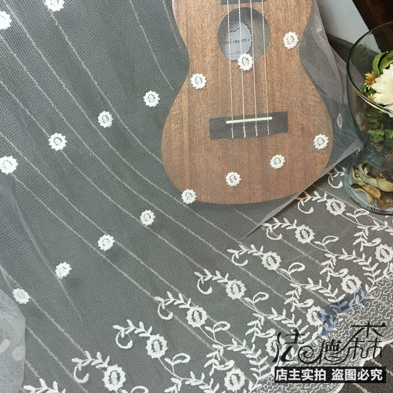 Мягкая белая ткань, кружевная длинная юбка, 125 см, с вышивкой