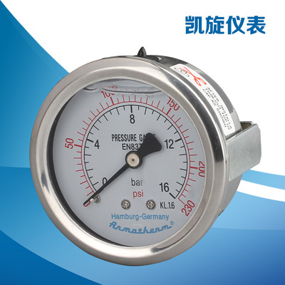 [耐震压力表YN60ZK 卡子式 面板安装轴向水压油压M14*1.5 2分]
