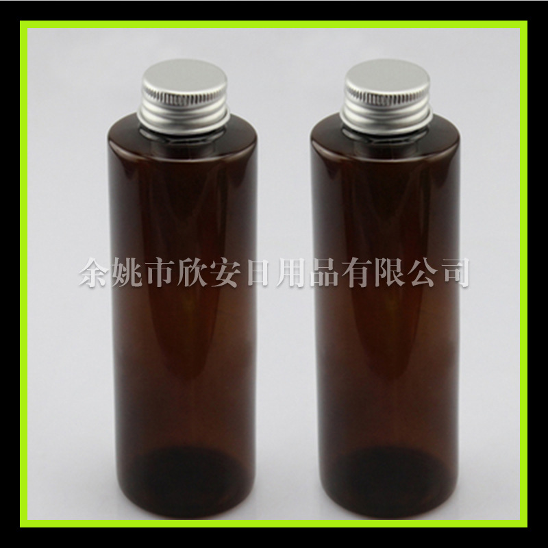 250ml棕色平肩PET瓶配铝盖 药水分装瓶 塑料瓶 卸妆液瓶 试用装瓶