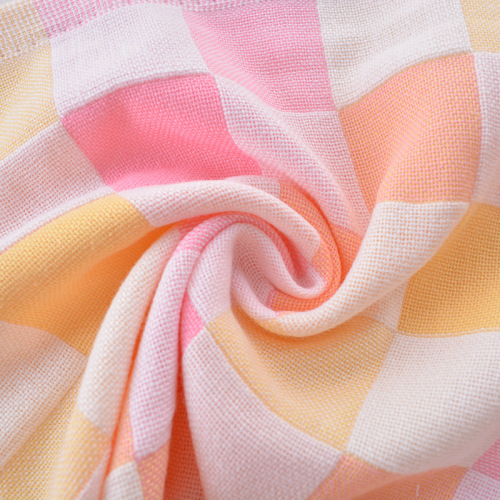 Wholesale double-layer gauze square towel pure cotton gauze two-layer small towel color grid 25*25 baby saliva towel newborn