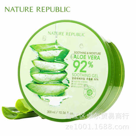 韓國正品NATURE REPUBL自然蘆薈膠92%補水曬後修復300ml工廠,批發,進口,代購