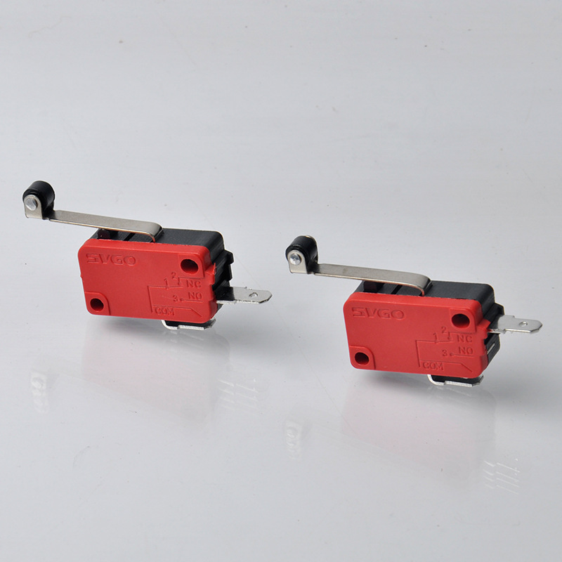 微小型行程开关SV-166-1C25微动限位开关自复位3脚长柄带滚轮摆杆