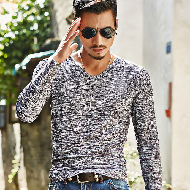 Cross-border men’s casual long-sleeved t-shirt