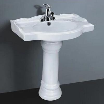 SALOCRUA大号立柱盆洗手盆高温 陶瓷罗马风立柱洗脸盆双面釉 070|ms